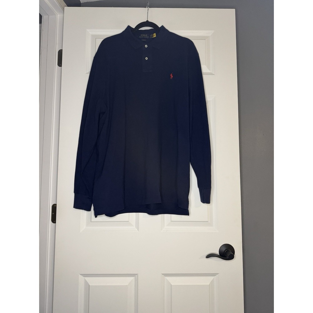 Polo Ralph Lauren Classic Fit Men's Long Sleeve Polo Xl Navy Red Logo